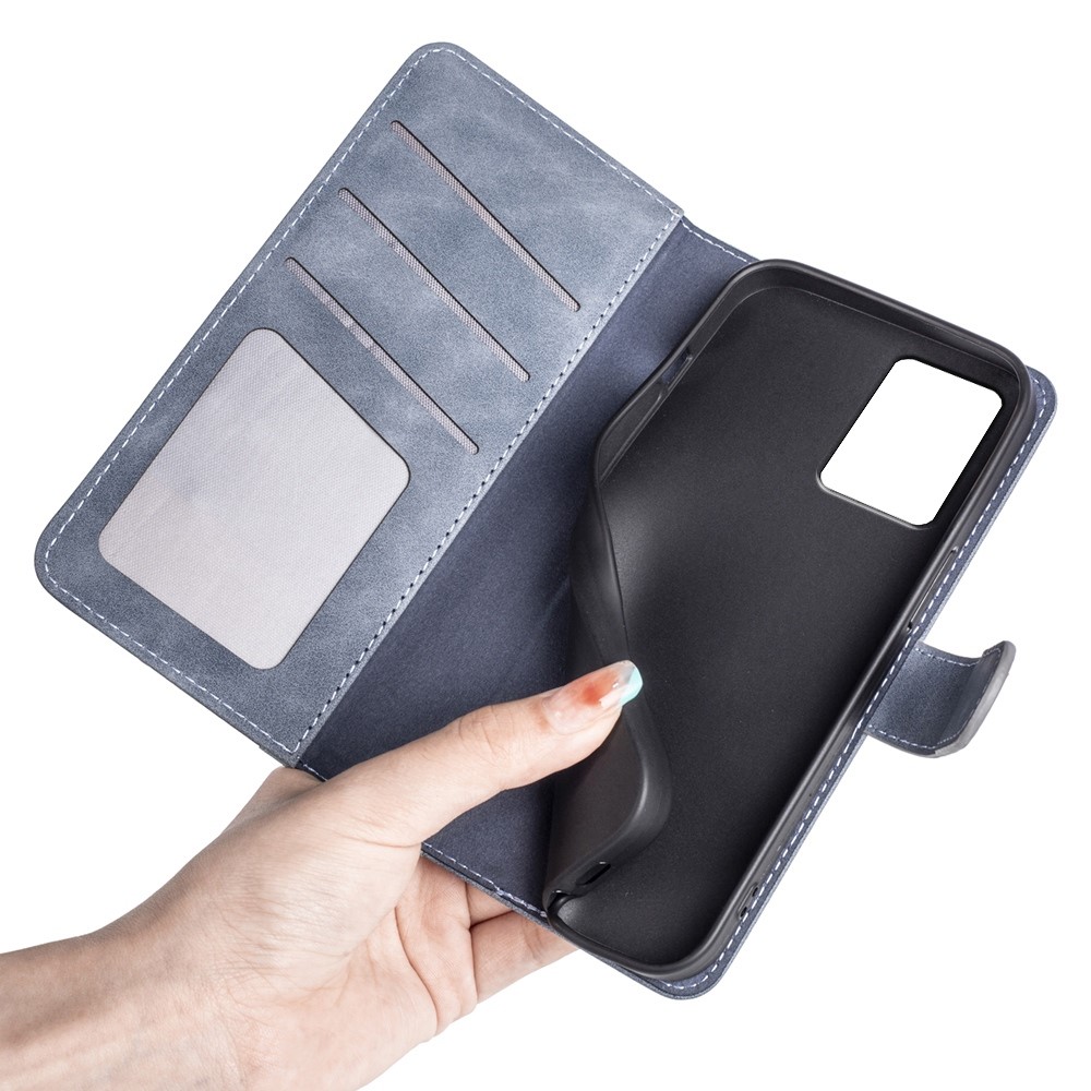 Splicing PU Leather Case for Realme GT Neo3, Wallet Supporting Stand Anti-fall Phone Cover - Blue-5