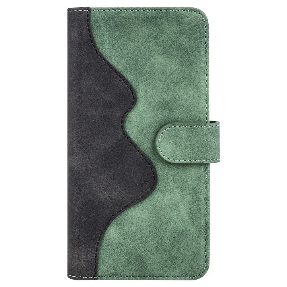 For Realme C31 4G Splicing PU Leather Wallet Case Foldable Stand Folio Flip Phone Shell - Green-6