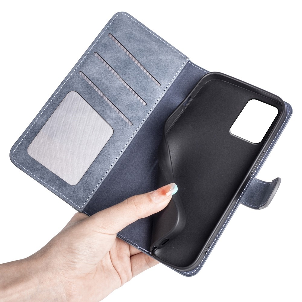 For Oppo Reno7 4G/F21 Pro 4G Stand Wallet Phone Cover Splicing PU Leather + TPU Full Protection Case - Blue-5