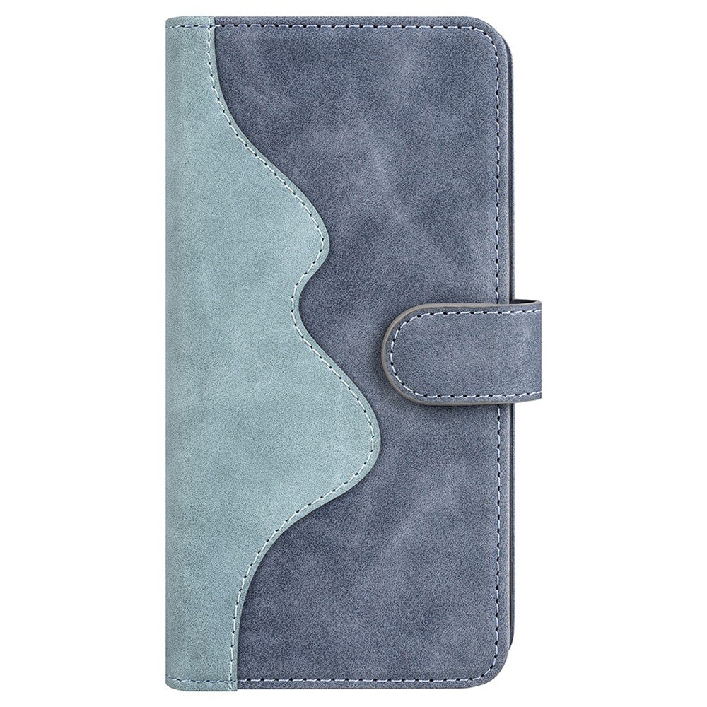 For Oppo Reno7 4G/F21 Pro 4G Stand Wallet Phone Cover Splicing PU Leather + TPU Full Protection Case - Blue-6