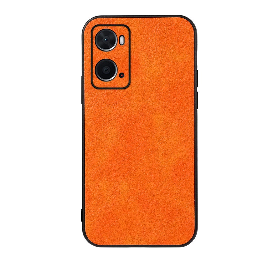 Litchi Texture Phone Case for Oppo A76, Anti-scratch PU Leather Coating Hybrid PC + TPU Shell - Orange-1