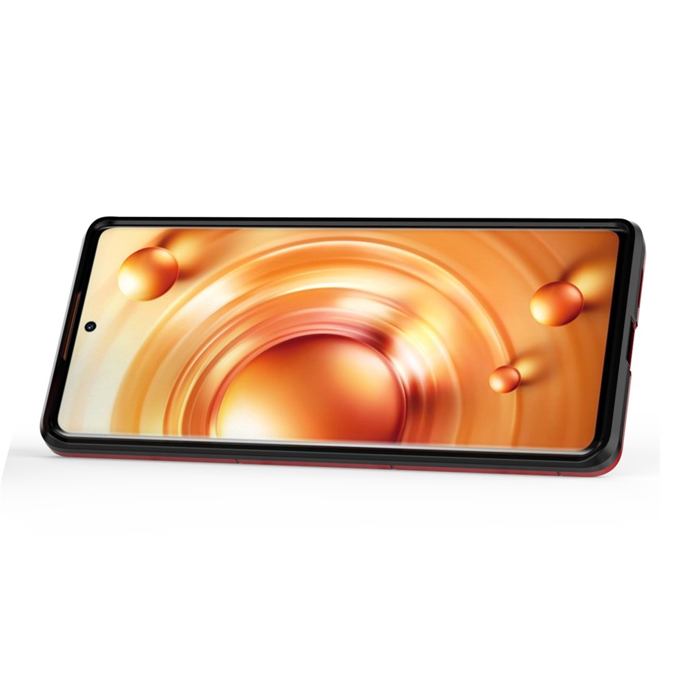 For vivo X80 Pro 5G Ring Kickstand Phone Case Anti-drop Hard PC Soft TPU Hybrid Cover - Red-3