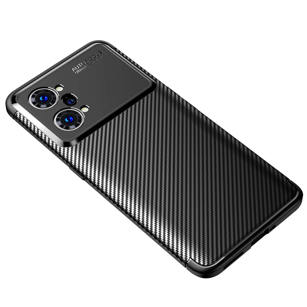 Carbon Fiber Texture TPU Phone Cover for Oppo K10 Pro 5G, Anti-Drop Scratch-Resistant Phone Protector - Black-2