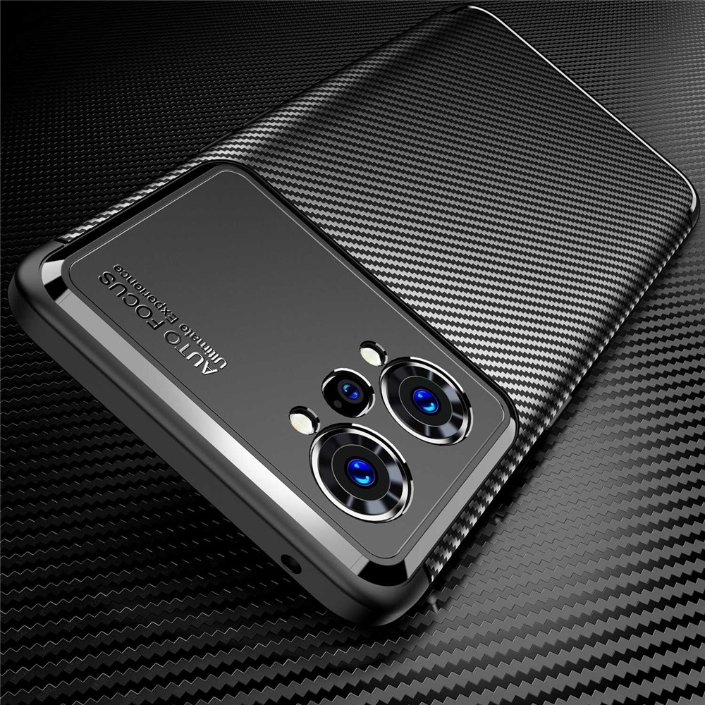 Carbon Fiber Texture TPU Phone Cover for Oppo K10 Pro 5G, Anti-Drop Scratch-Resistant Phone Protector - Black-4