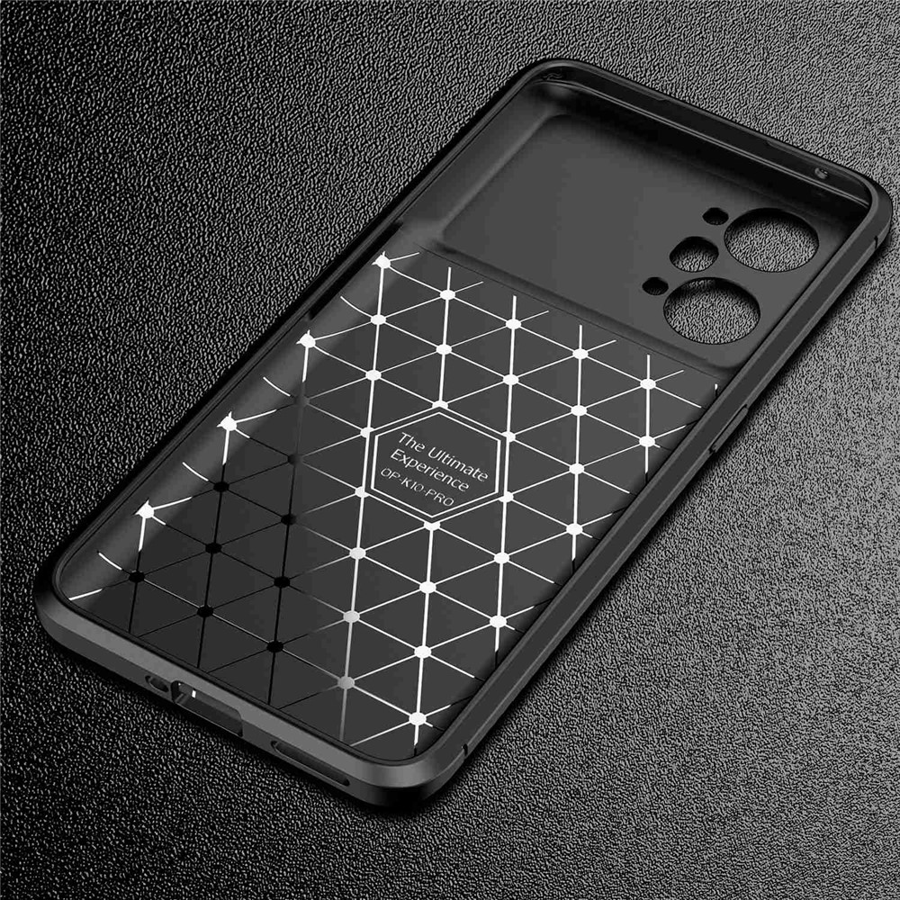 Carbon Fiber Texture TPU Phone Cover for Oppo K10 Pro 5G, Anti-Drop Scratch-Resistant Phone Protector - Black-7