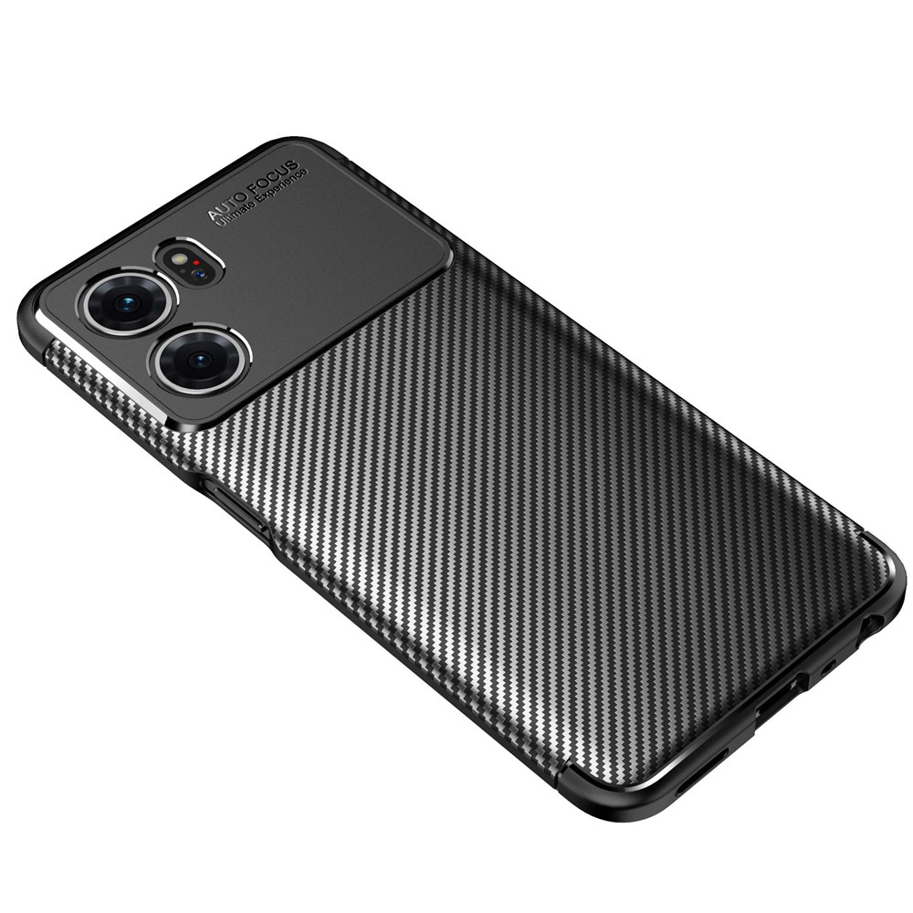 Carbon Fiber Texture TPU Phone Cover for Oppo K10 Pro 5G, Anti-Drop Scratch-Resistant Phone Protector - Black-2
