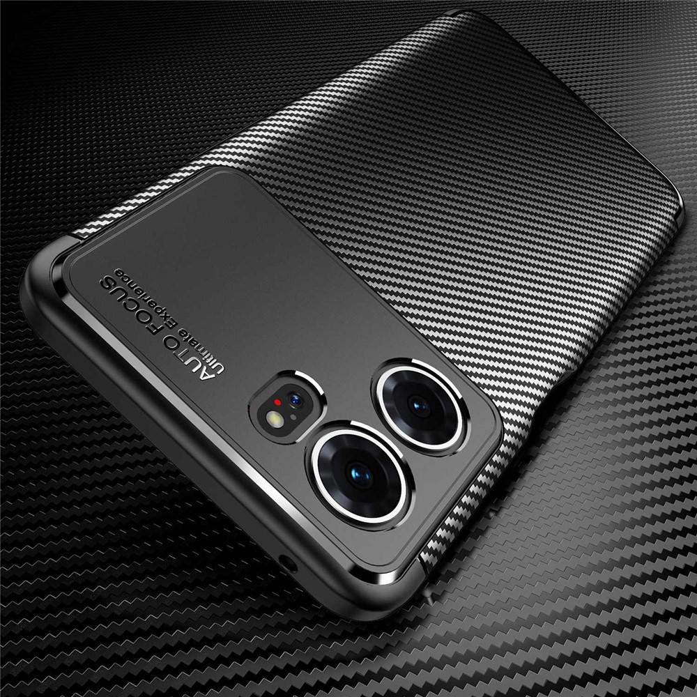 Carbon Fiber Texture TPU Phone Cover for Oppo K10 Pro 5G, Anti-Drop Scratch-Resistant Phone Protector - Black-3