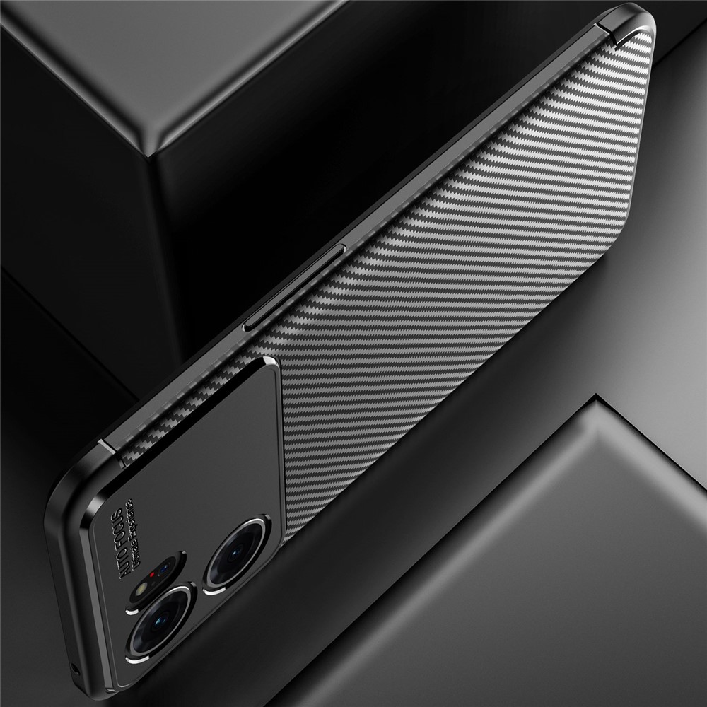 Carbon Fiber Texture TPU Phone Cover for Oppo K10 Pro 5G, Anti-Drop Scratch-Resistant Phone Protector - Black-5
