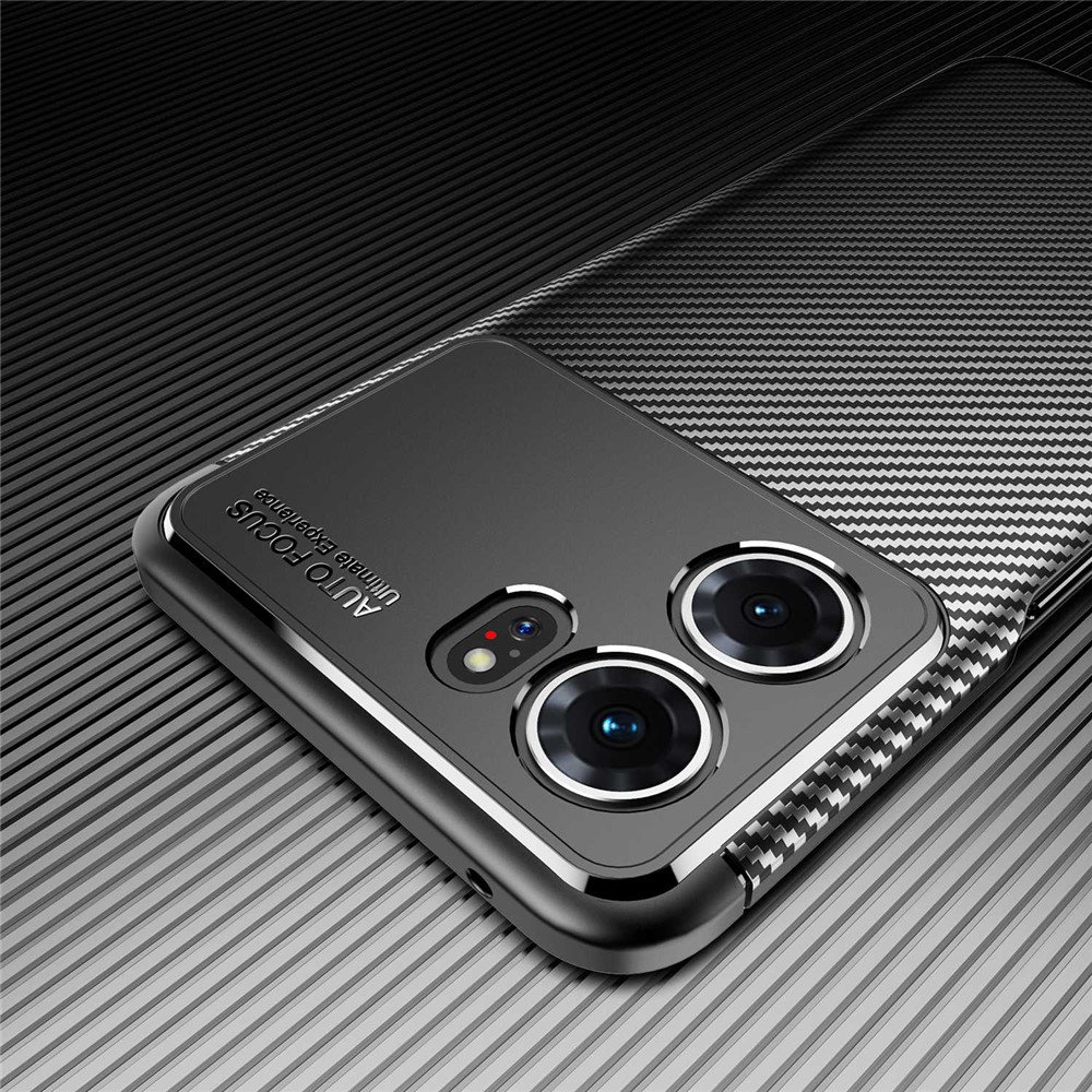Carbon Fiber Texture TPU Phone Cover for Oppo K10 Pro 5G, Anti-Drop Scratch-Resistant Phone Protector - Black-8