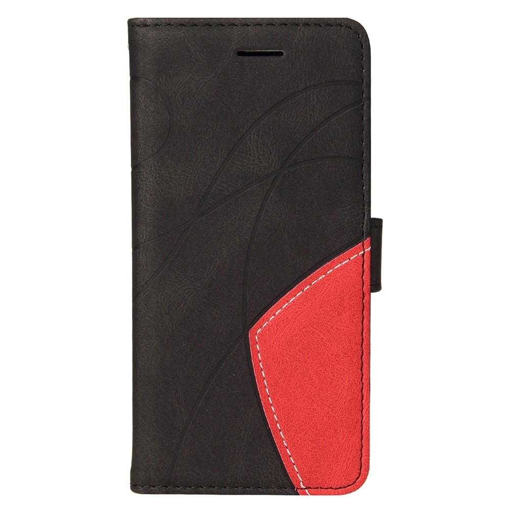For Realme V23 5G Dual-color Splicing PU Leather Anti-drop Anti-scratch Wallet Function Mobile Phone Case Stand Shell with Strap - Black-7