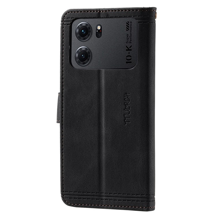 TTUDRCH Style 004 Splicing Wallet Phone Case for Oppo K10 5G, Viewing Stand Skin-touch PU Leather RFID Blocking Protective Cover - Black-9