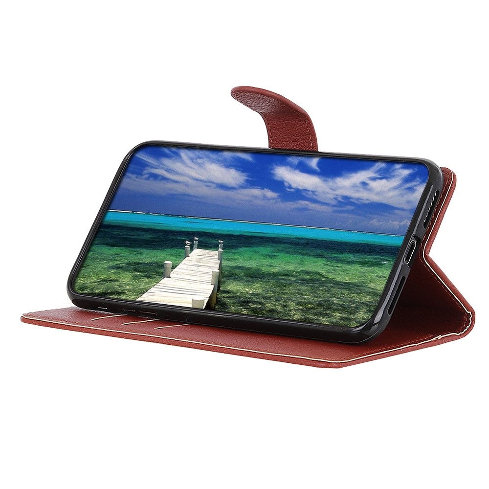 For vivo S15e 5G Flip Magnetic Wallet Case Litchi Texture PU Leather Stand Shockproof Folio Phone Cover - Brown-2