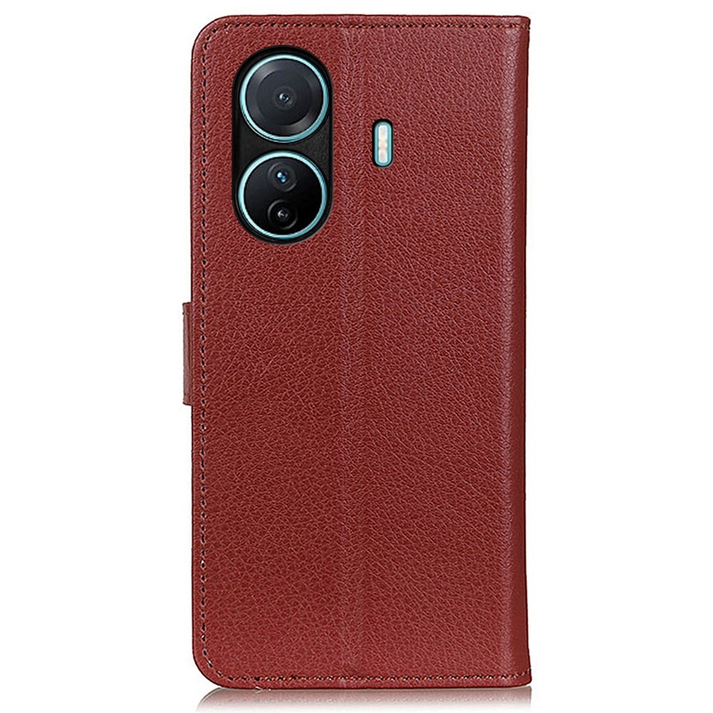 For vivo S15e 5G Flip Magnetic Wallet Case Litchi Texture PU Leather Stand Shockproof Folio Phone Cover - Brown-7
