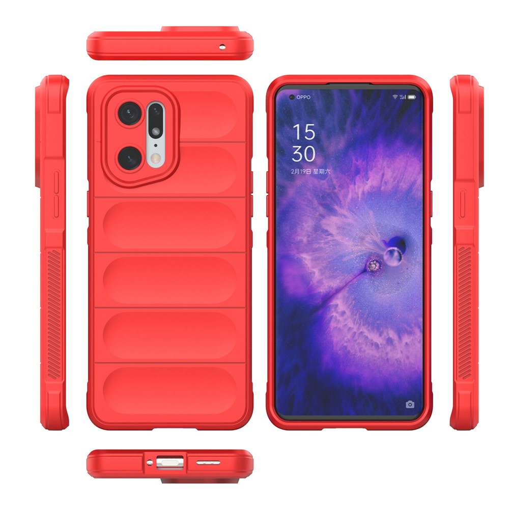 For Oppo Find X5 Pro Precise Cutout Durable Soft TPU Anti-slip Edge Phone Protector Rugged Back Case - Red-7