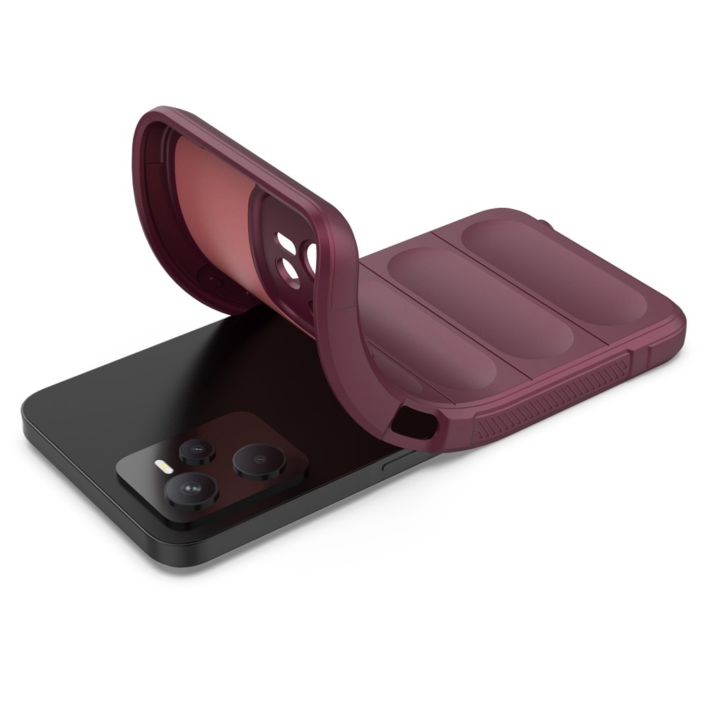 Pour Realme C35 us Qui Résistant à L'usure Anti-drop Soft TPU Anti Slip Edge Téléphone Couvre Rugged Back - Vin Rouge-3