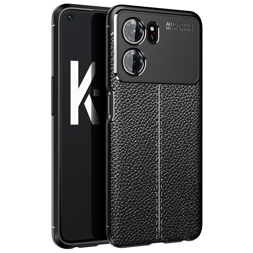 For Oppo K10 5G Wear-resistant Soft TPU Litchi Texture Mobile Phone Case Non-slip Back Cover - Black-1