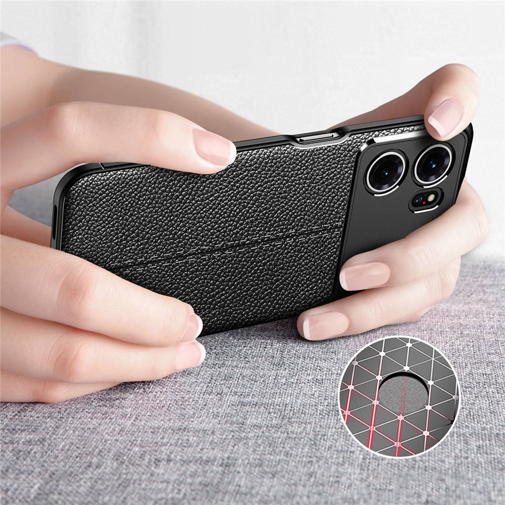 For Oppo K10 5G Wear-resistant Soft TPU Litchi Texture Mobile Phone Case Non-slip Back Cover - Black-6