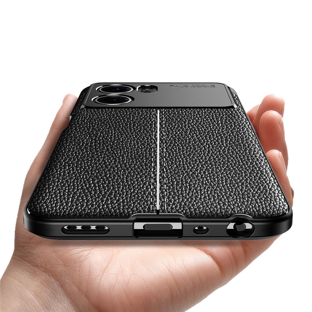 For Oppo K10 5G Wear-resistant Soft TPU Litchi Texture Mobile Phone Case Non-slip Back Cover - Black-7