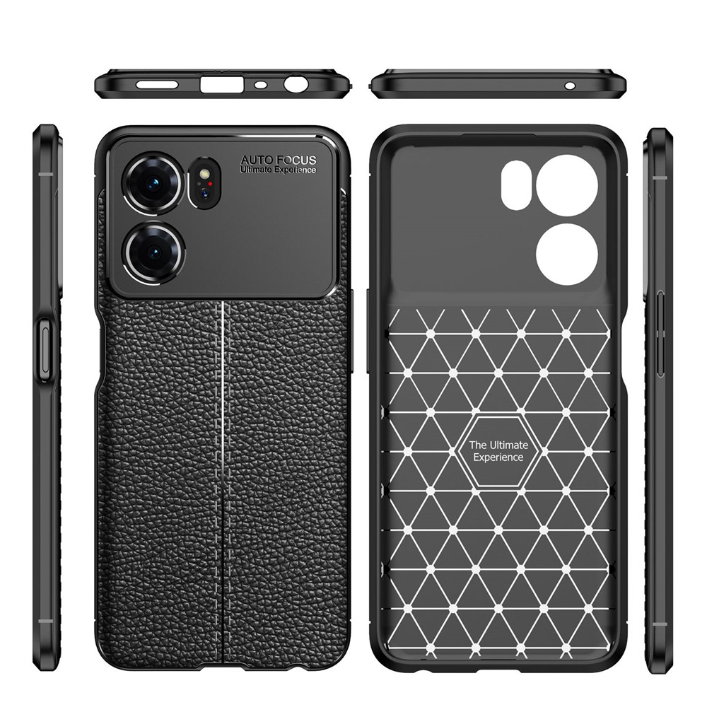 For Oppo K10 5G Wear-resistant Soft TPU Litchi Texture Mobile Phone Case Non-slip Back Cover - Black-9