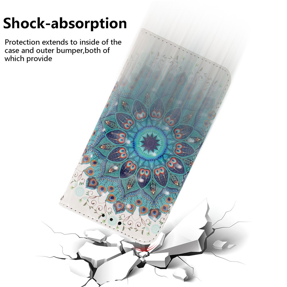 For Realme C35 PU Leather Wallet Case 3D Pattern Printing Handbag Magnetic Clasp Full Protection Folio Flip Stand Cover with Strap - Peacock Wreath-5