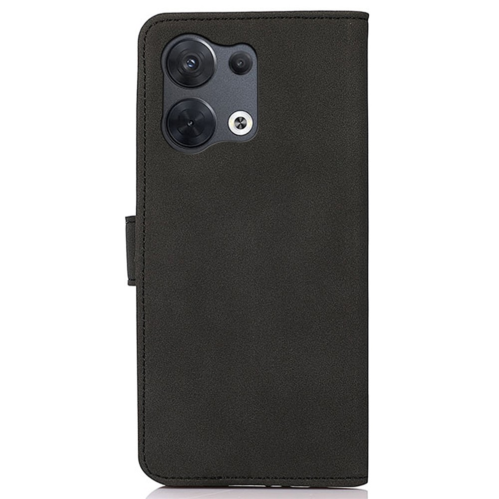 KHAZNEH Textured PU Leather Phone Case for Oppo Reno8 5G, Stand Wallet All-round Protection Cover - Black-8