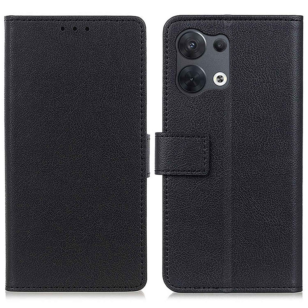 For Oppo Reno8 Pro 5G Full Covering PU Leather Flip Folio Phone Case Shockproof Magnetic Clasp Cover with Wallet Stand - Black-1