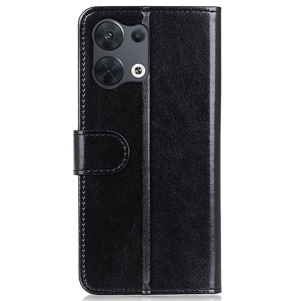For Oppo Reno8 Pro 5G Crazy Horse Texture Phone Cover Anti-scratch PU Leather TPU Shockproof Phone Case with Wallet Stand - Black-7