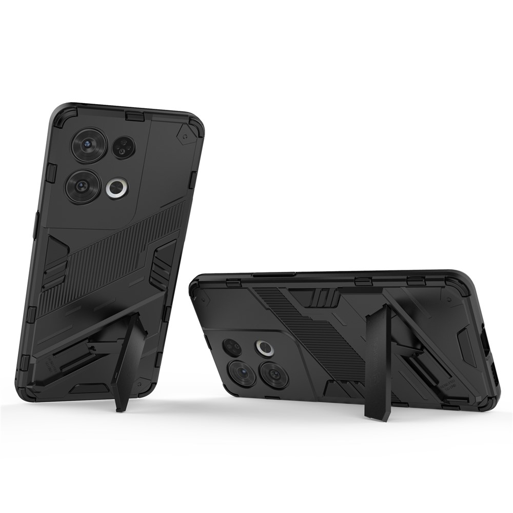 For Oppo Reno8 Pro 5G TPU+PC Mobile Phone Case Kickstand Design Non-Slip Rugged Tough Protective Cover - Black-2