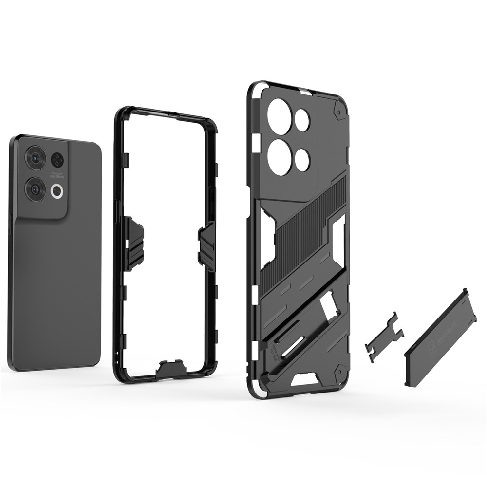 For Oppo Reno8 Pro 5G TPU+PC Mobile Phone Case Kickstand Design Non-Slip Rugged Tough Protective Cover - Black-3