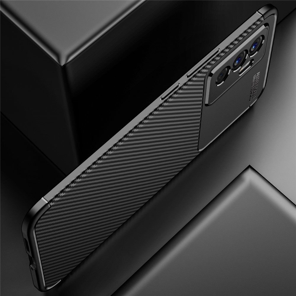 For vivo Y75 4G//S10e 5G/V23e 4G/Realme V23 5G Soft TPU Non-Slip Case Carbon Fiber Texture Fingerprint Resistant Protective Phone Cover - Black-5