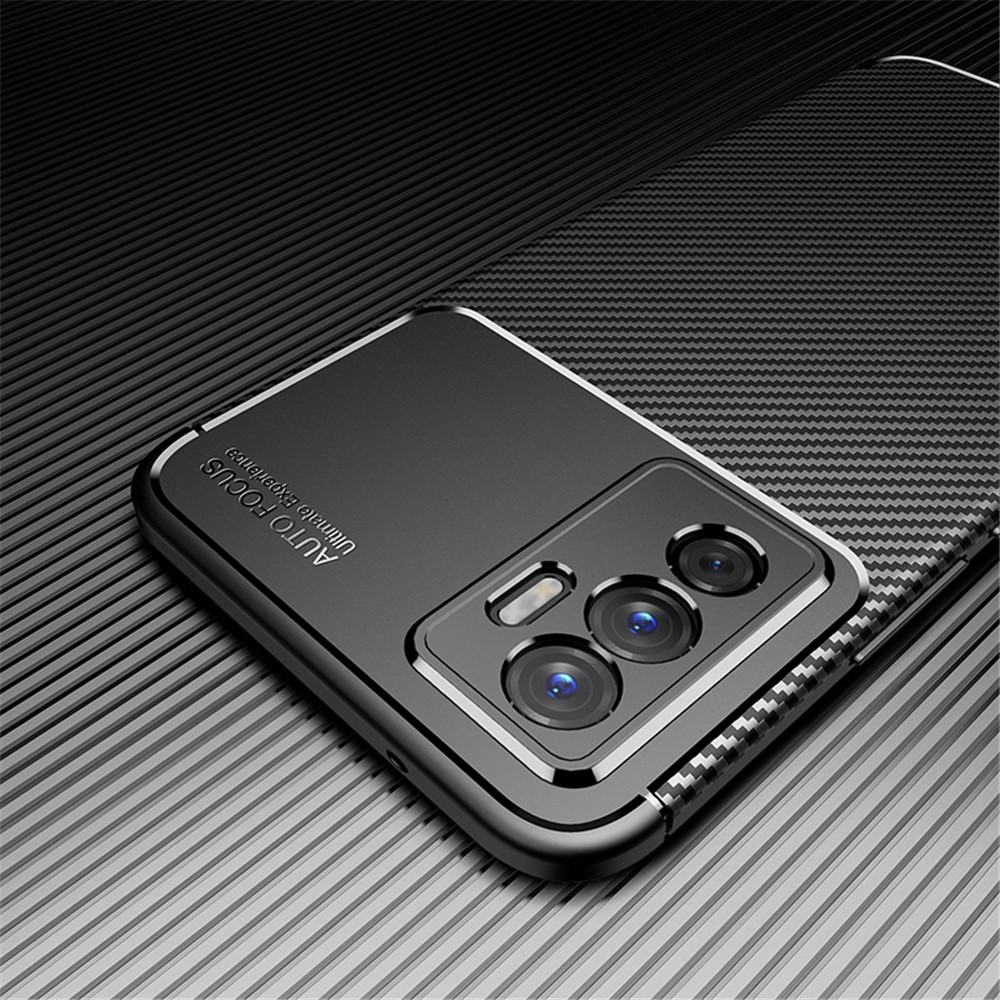 For vivo Y75 4G//S10e 5G/V23e 4G/Realme V23 5G Soft TPU Non-Slip Case Carbon Fiber Texture Fingerprint Resistant Protective Phone Cover - Black-8