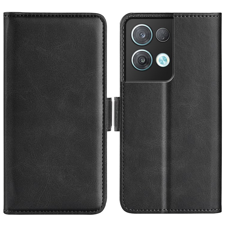 For Oppo Reno8 Pro 5G Folio Flip Magnetic Wear-resistant Phone Case Stand PU Leather Wallet Style Protector - Black-1