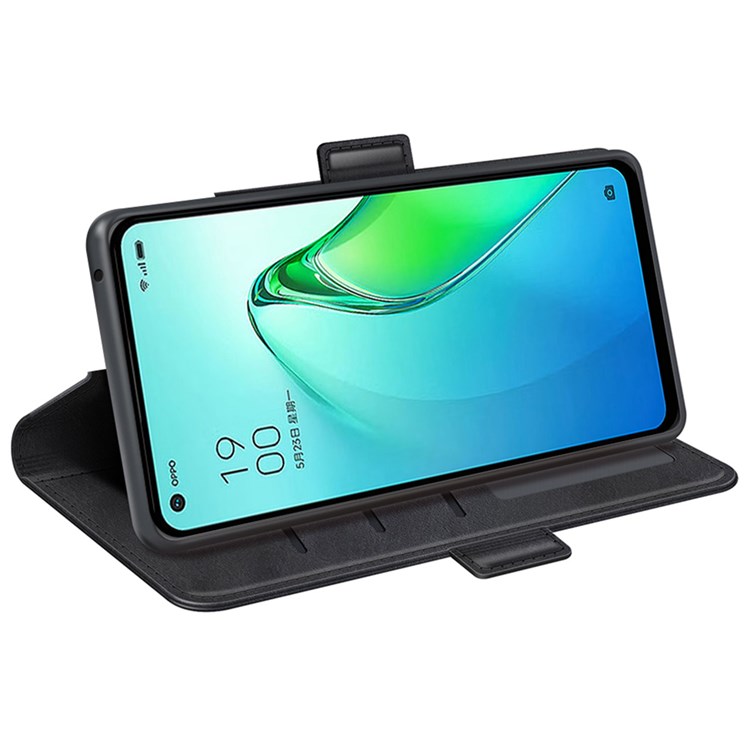 For Oppo Reno8 Pro 5G Folio Flip Magnetic Wear-resistant Phone Case Stand PU Leather Wallet Style Protector - Black-3