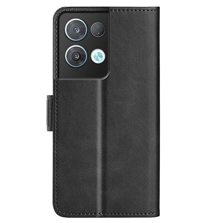 For Oppo Reno8 Pro 5G Folio Flip Magnetic Wear-resistant Phone Case Stand PU Leather Wallet Style Protector - Black-6