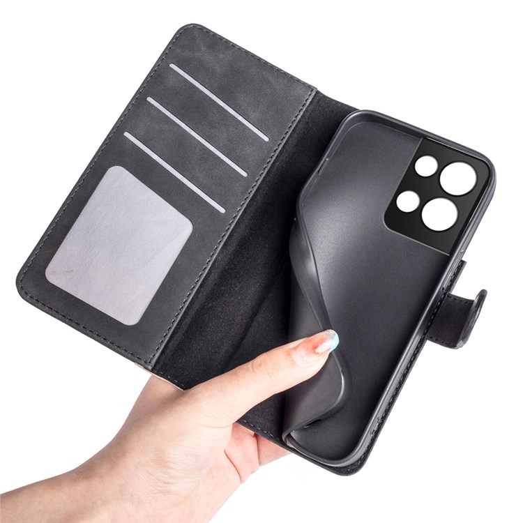 For Oppo Reno8 Pro 5G Color Splicing Flip Wallet Phone Case PU Leather + TPU Drop-proof Magnetic Cover with Stand - Black-4