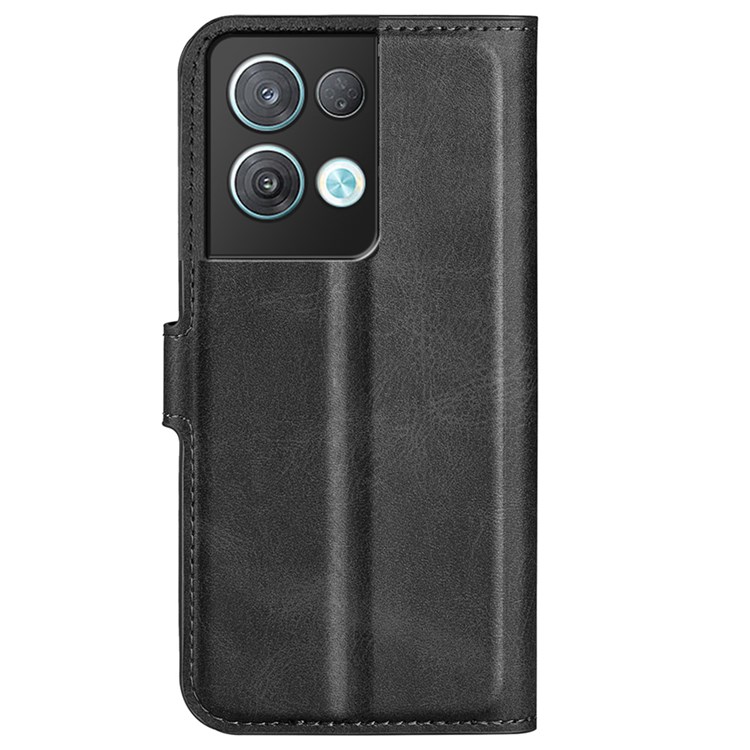 For Oppo Reno8 Pro 5G Square Magnetic Clasp Case Anti-wear PU Leather Stand Flip Wallet Protective Shell - Black-6