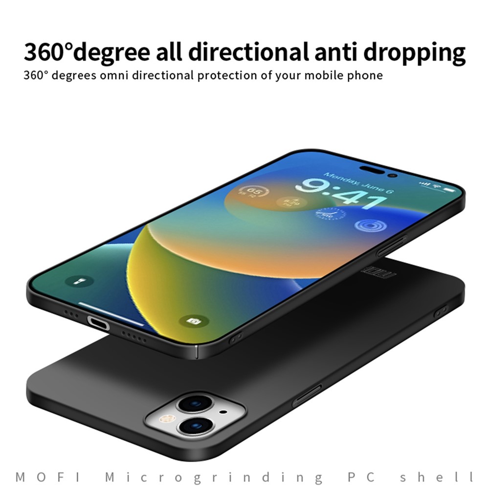 MOFI JK PC Series-1 Shield for iPhone 14 6.1 inch Slim Thin Matte Case Hard PC Anti-Drop Back Cover with Strap - Black-6