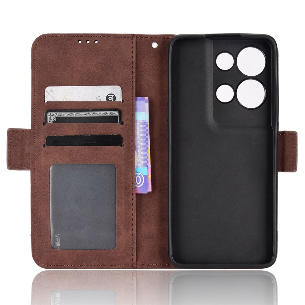 For Oppo Reno8 Pro+ 5G PU Leather Stand Phone Case Folio Flip Wallet Cover with Multiple Card Slots - Brown-5