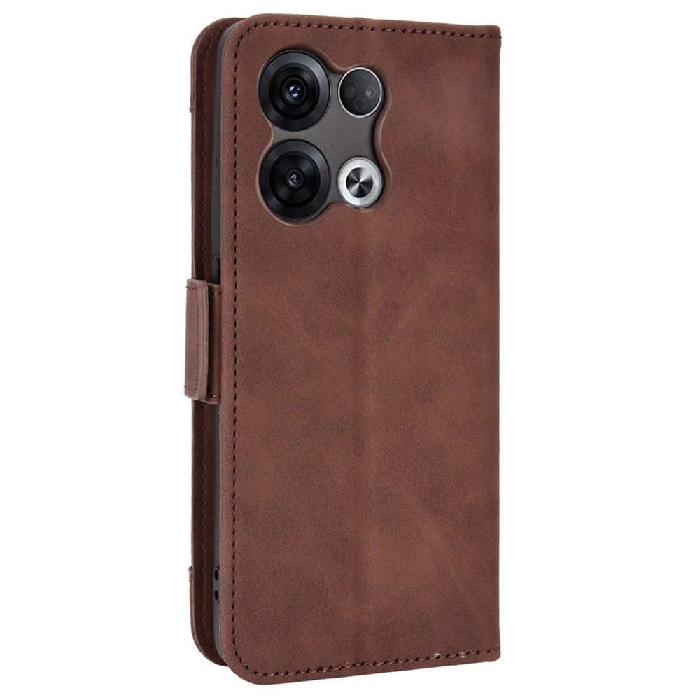 For Oppo Reno8 Pro+ 5G PU Leather Stand Phone Case Folio Flip Wallet Cover with Multiple Card Slots - Brown-8