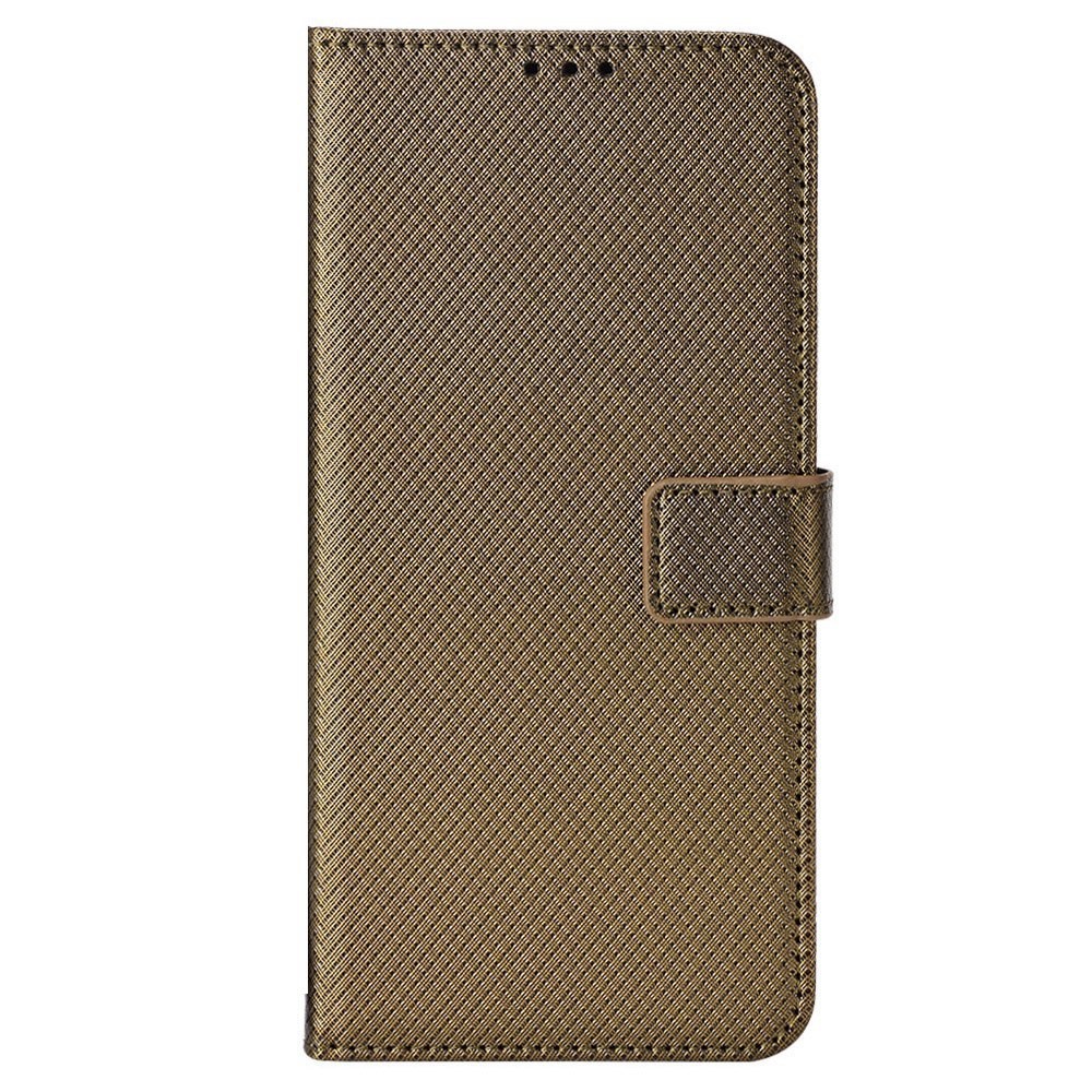 Anti-scratch Diamond Texture Case for Oppo Reno8 5G, PU Leather Stand Cover Wallet Flip Phone Shell - Brown-6