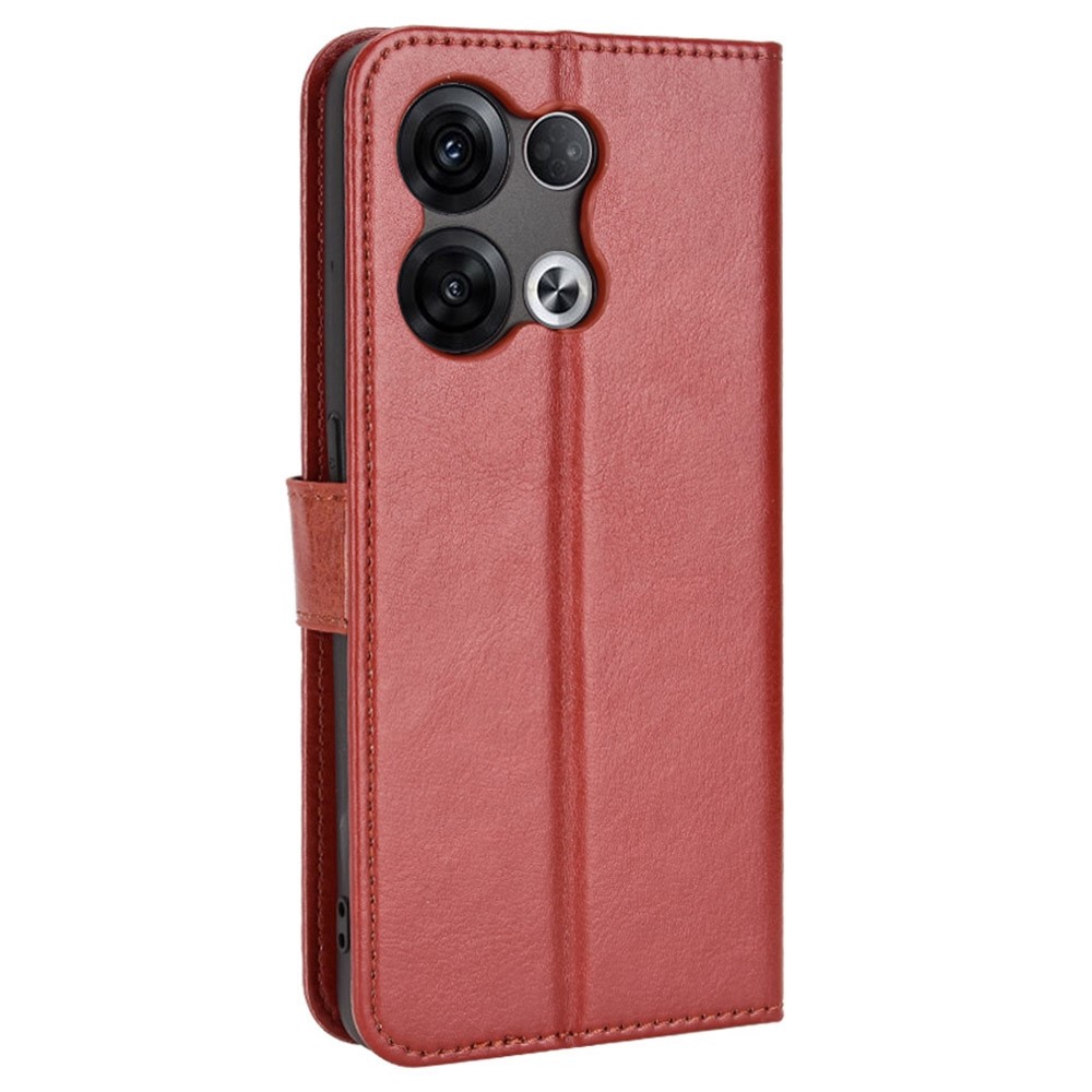 For Oppo Reno8 5G PU Leather + TPU Case Crazy Horse Texture Phone Cover with Wallet Stand - Brown-6