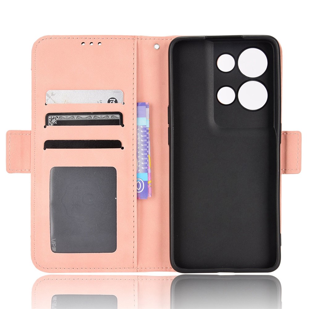 For Oppo Reno8 5G PU Leather Full Protection Case Wallet Stand Phone Cover with Multiple Card Slots - Pink-5
