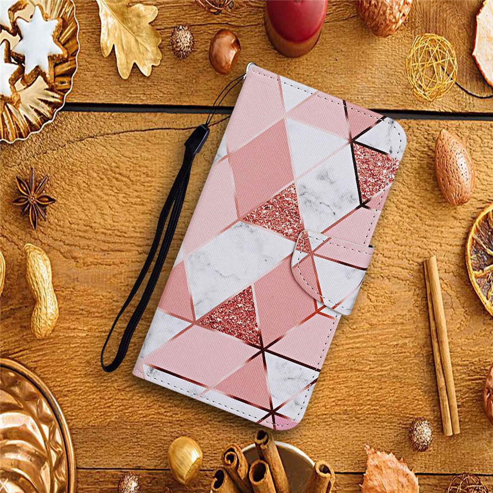 Cross Texture Pattern Printing Leather Case for Oppo Find X5, Stand Wallet Protective Phone Cover with Strap - Marble Pattern-6