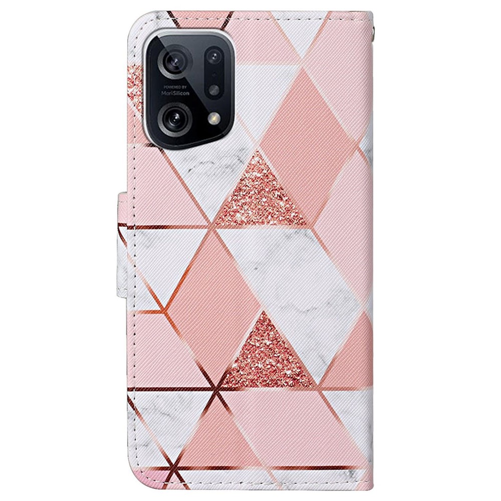 Cross Texture Pattern Printing Leather Case for Oppo Find X5, Stand Wallet Protective Phone Cover with Strap - Marble Pattern-8