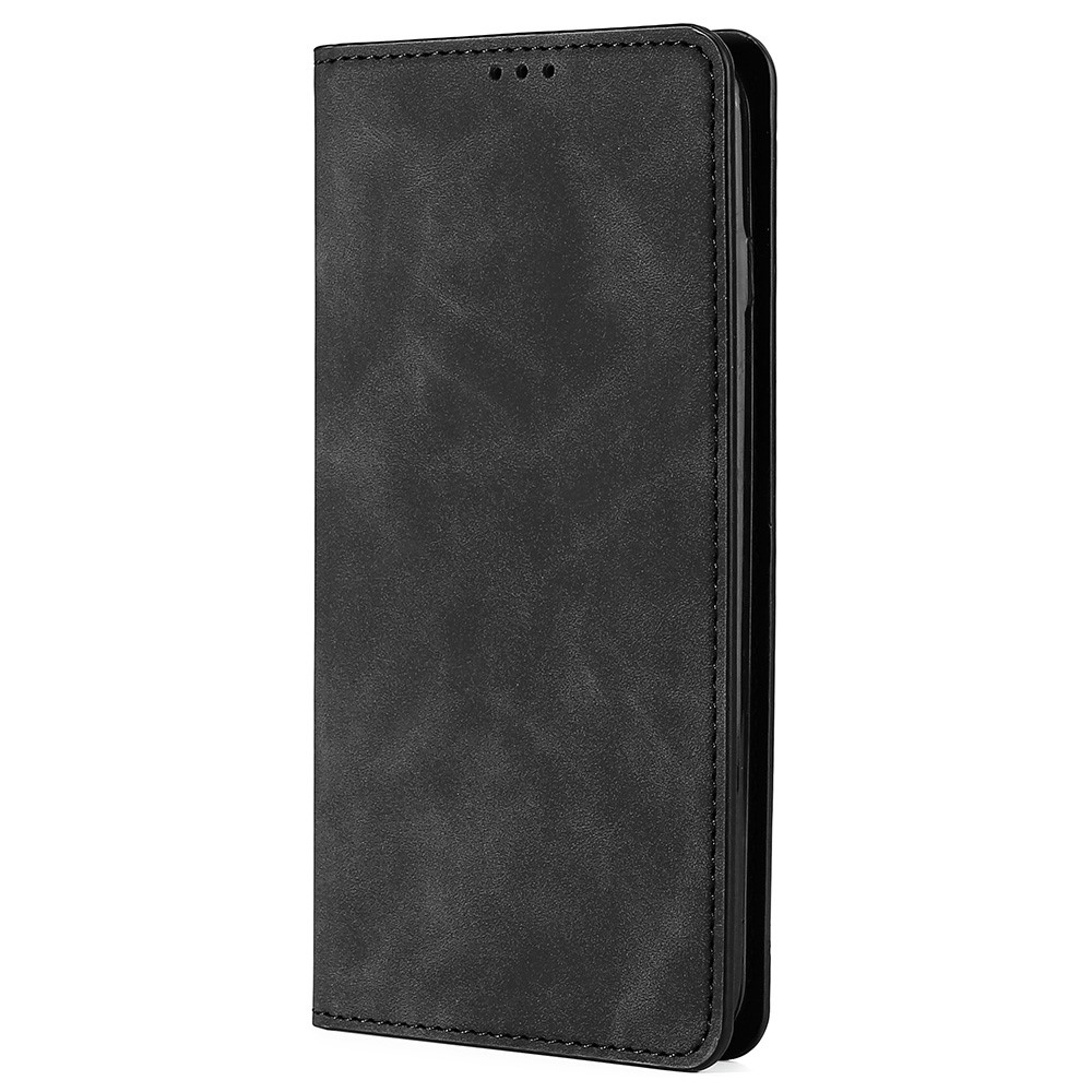For Oppo Reno8 Pro 5G Skin-touch Feeling Phone Shell Shockproof PU Leather Case Card Holder Magnetic Auto-absorbed Phone Stand Cover - Black-5