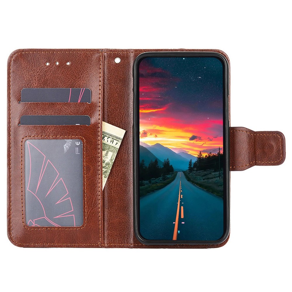 For Oppo Reno8 5G Anti-scratch Dustproof PU Leather Phone Wallet Case Shockproof Stand Phone Covering Shell - Brown-2