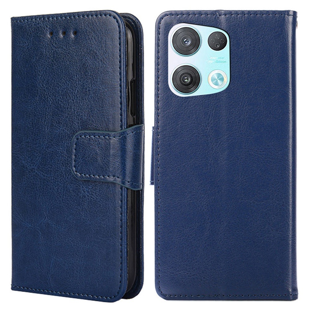For Oppo Reno8 Pro 5G Anti-scratch Phone Wallet Case PU Leather Shockproof Flip Phone Cover with Stand - Sapphire-1