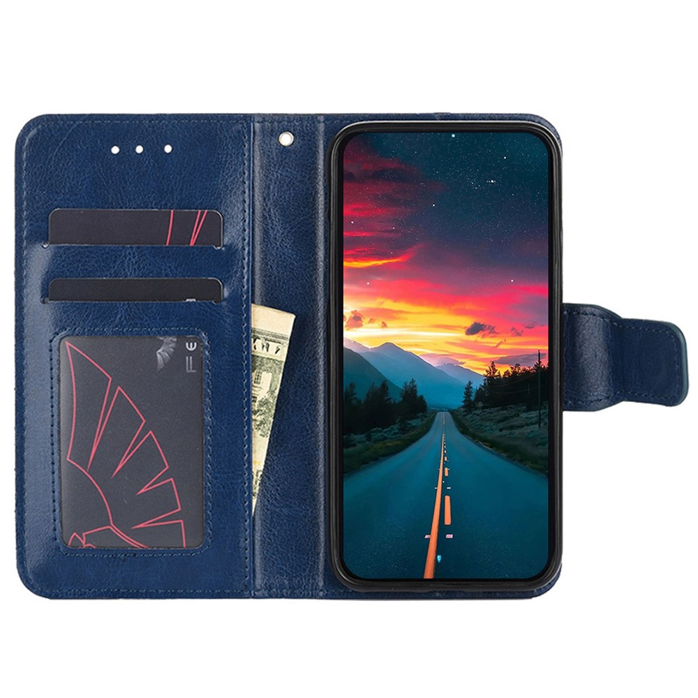 For Oppo Reno8 Pro (China) 5G Anti-scratch Phone Wallet Case PU Leather Shockproof Flip Phone Cover with Stand - Sapphire-2