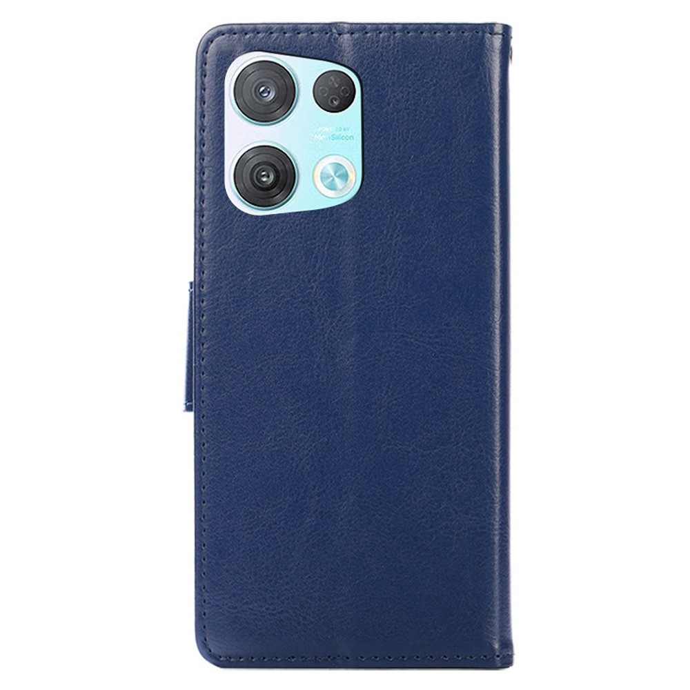 For Oppo Reno8 Pro 5G Anti-scratch Phone Wallet Case PU Leather Shockproof Flip Phone Cover with Stand - Sapphire-8