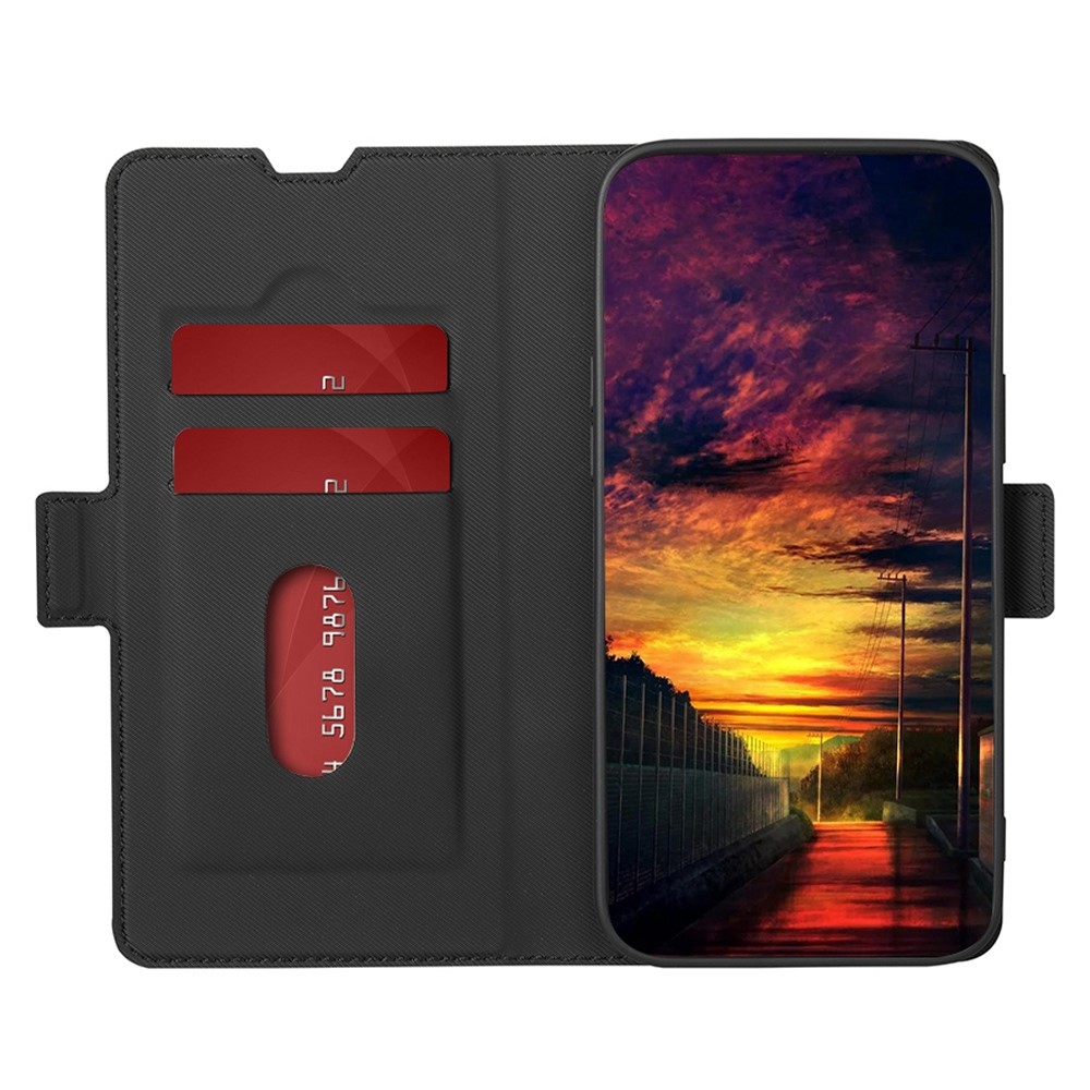 For Oppo Reno8 5G Ultra-slim Twill Texture PU Leather Case Precise Cutouts Double Magnetic Clasp Cover Stand Phone Shell - Black-3